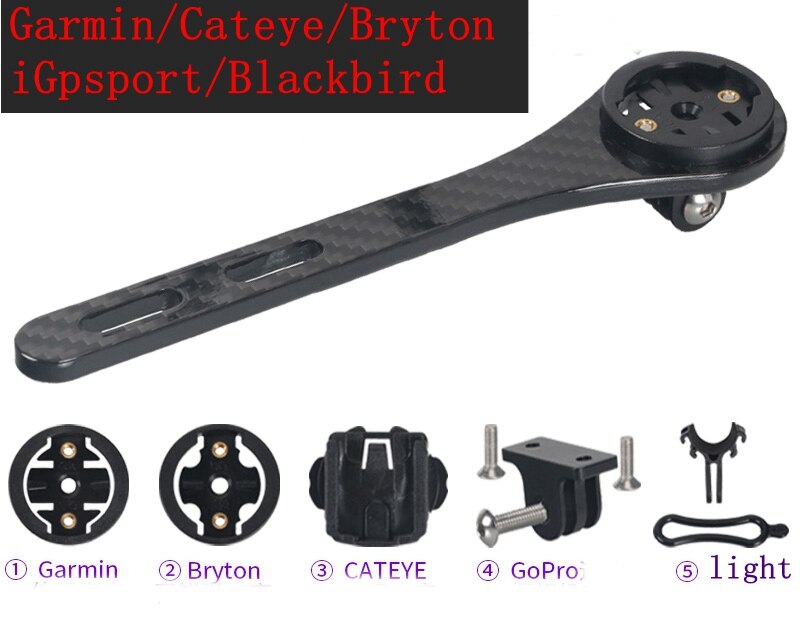 Soporte para manillar de bicicleta MTB 3K de carbono completo para ordenador soporte para Garmin Cateye Briton iGpsport Blackbird: Garmin Cateye Bryton