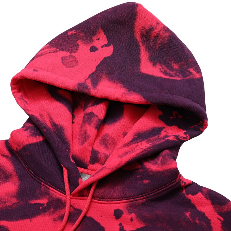 JING ZHE Winter Autumn Fleece Hoodie Men Women Hoodies Tie-dyed Sweatshirts High Street Hoody Pullovers Skateboard Tops