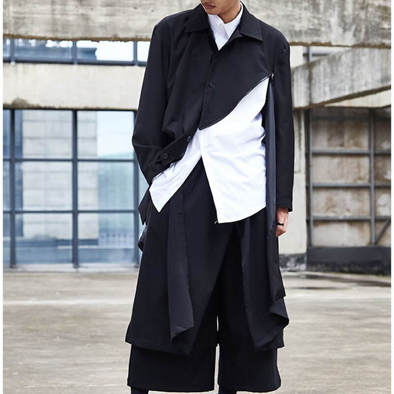 Miehet japani katuvaatteet hip hop punk gootti musta haaremi housut miesten splice löysä leveä hame housu kimono: Xl