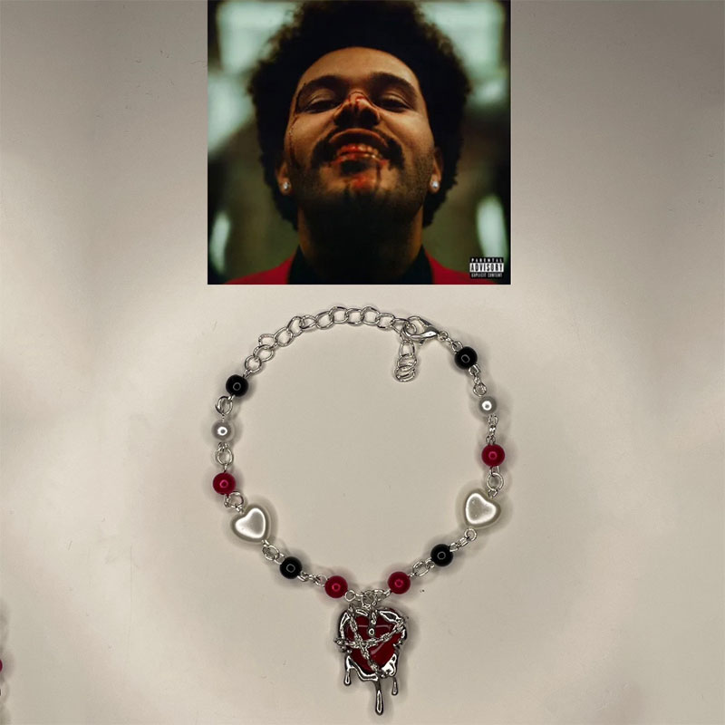 Handmade the weeknd bracelets No. 8 ball star beaded dice bracelet coquettish y2k gothic: Dark Gold