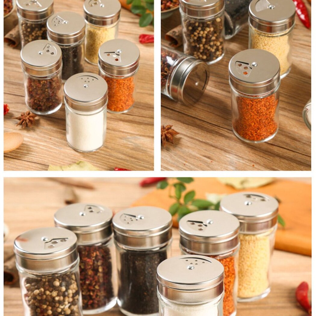 3pcs Rotatable Adjustable Spice Jar Salt and Pepper Shakers Spice Container Seasoning Shaker Kitchen Gadgets
