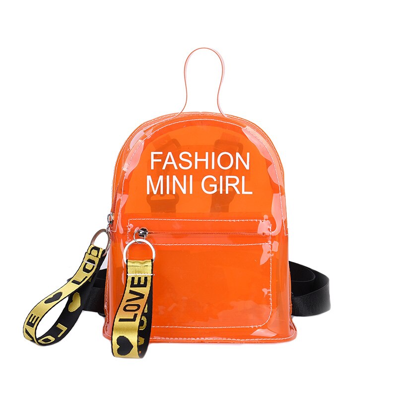 Klar gennemsigtig rygsæk rejse rejser piger slik farve mini rygsække: Orange