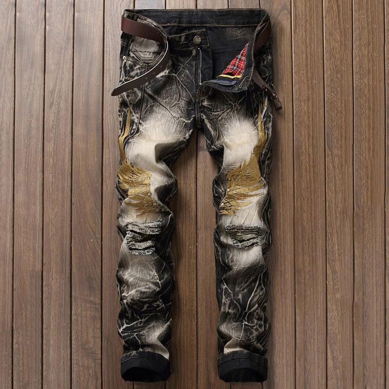 Pantalones vaqueros rasgados para hombre, Jeans elásticos estilo HIP HOP Punk para bicicleta, con agujeros, a la , primavera y otoño, 2022