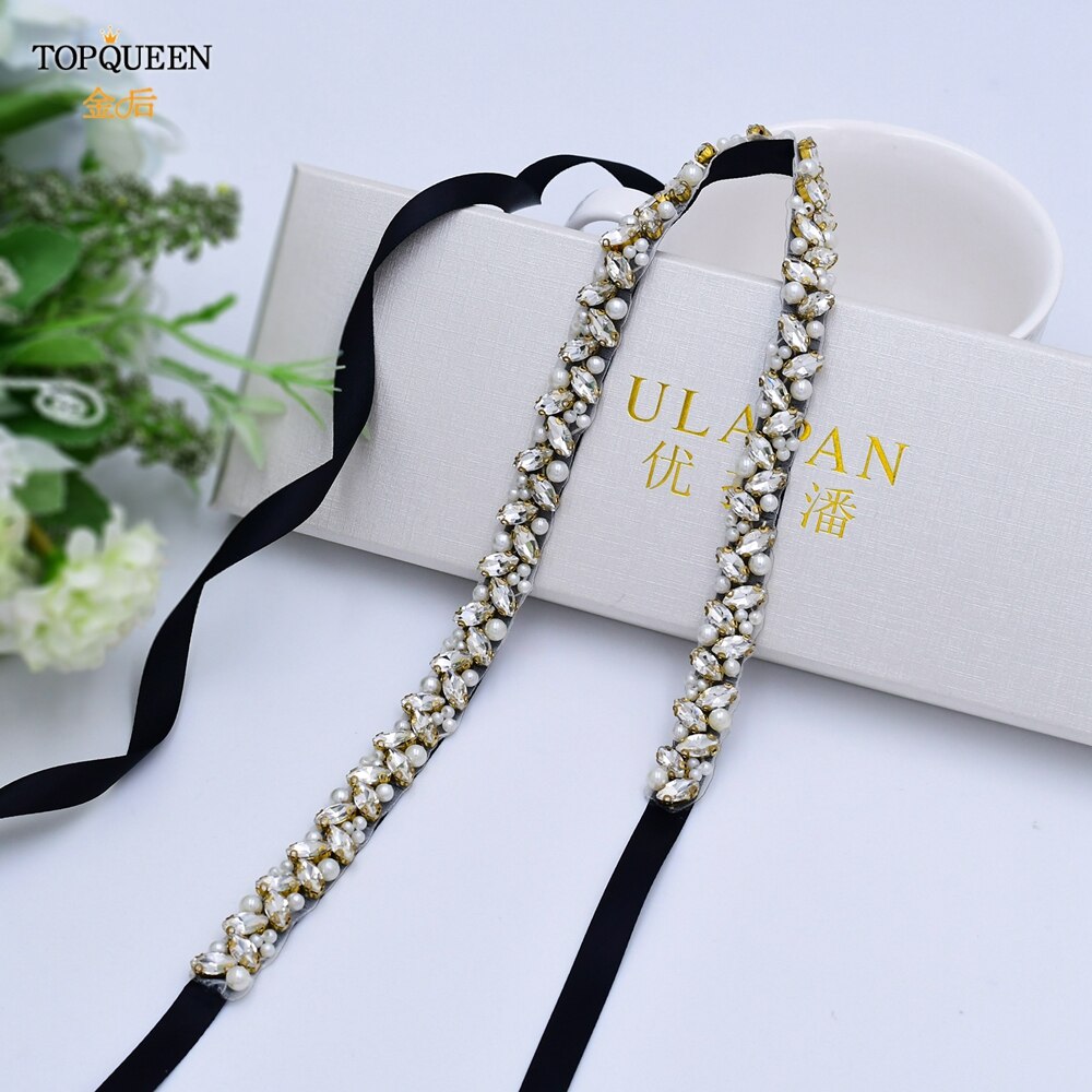 Topqueen S383-G Trouwjurk Riem Goud Strass Riem Bruids Riem Dunne Riemen Party Riem Vrouwen Riemen Luxe Riem Sieraden