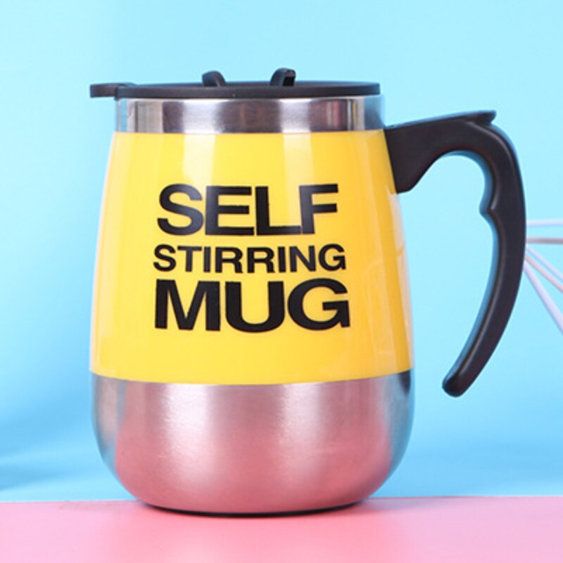 Taza de mezcla magnetizada de acero inoxidable, tazas de café de leche creativas multifunción, antiquemaduras, agua magnetizada de varios colores: Yellow