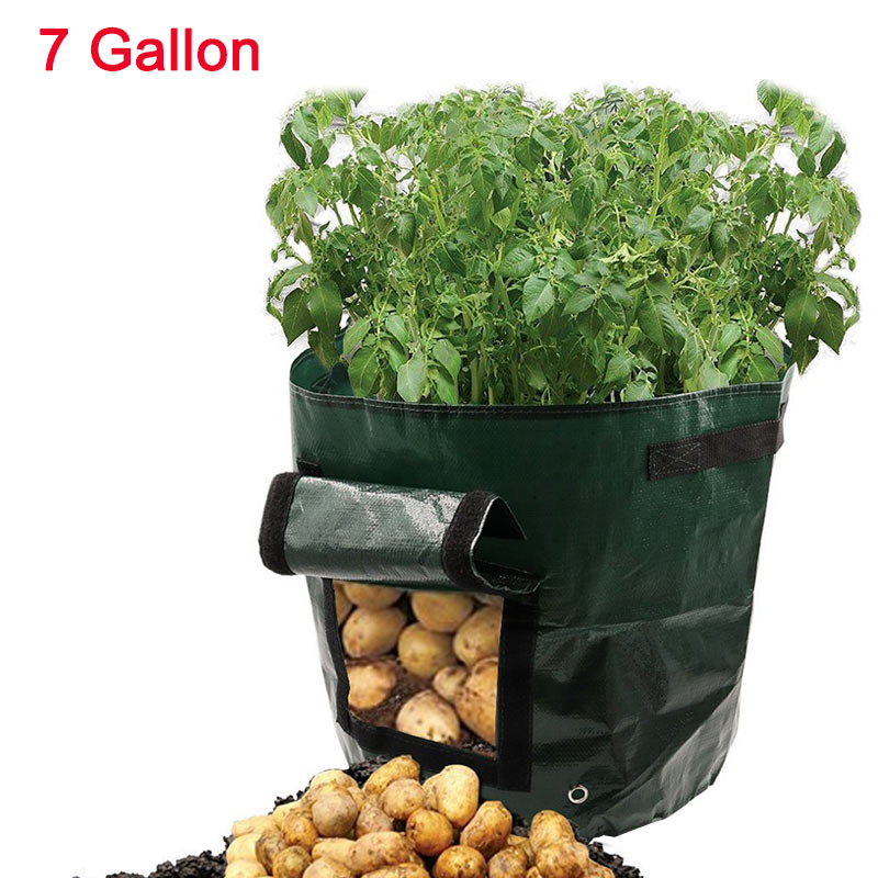 Potato Grow Container Bag DIY Planter PE Cloth Planting Vegetable Gardening Vegetable Pot Planting Grow Bag Garden Tool: 7 gallon