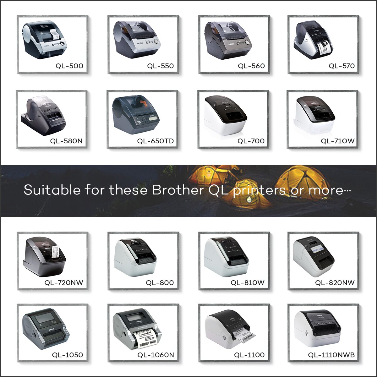 CIDY-rollo de papel térmico troquelado para impresora, rollo de papel térmico troquelado Compatible con máquina de etiquetas Brother DK11221 DK-11221 DK221, para DK-1221 DK 11221, 23x23mm, 1 unidad