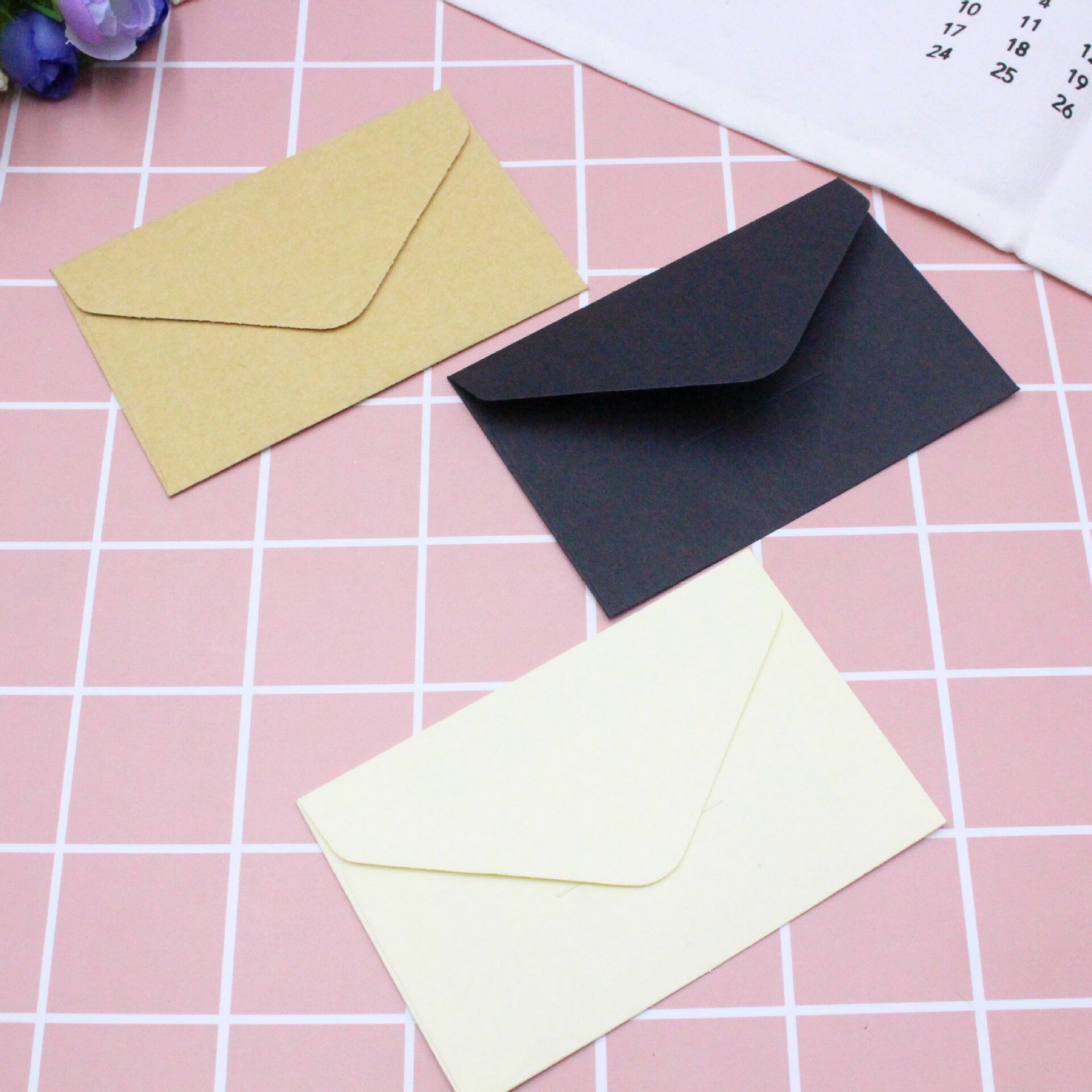 1pc klassieke witte zwarte kraft blanco mini-papieren enveloppen met venster, envelop voor huwelijksuitnodiging