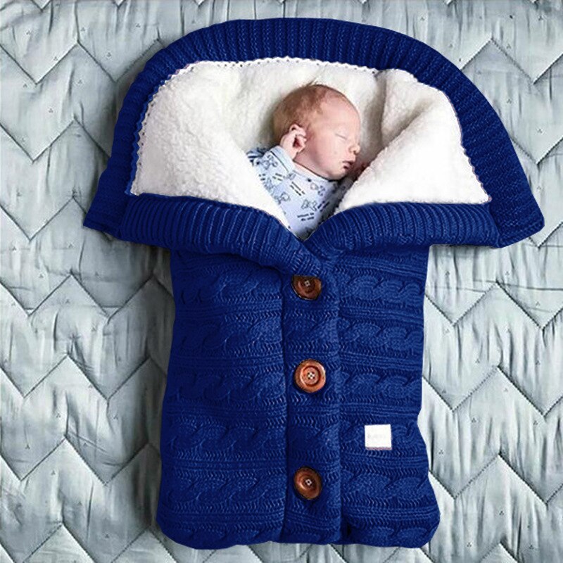 Baby Baby Winter Warme Slaapzakken Zachte Dikke Fleece Button Knit Inbakeren Deken Meisjes Jongens Kinderwagen Wraps Baby Accessoire: 1