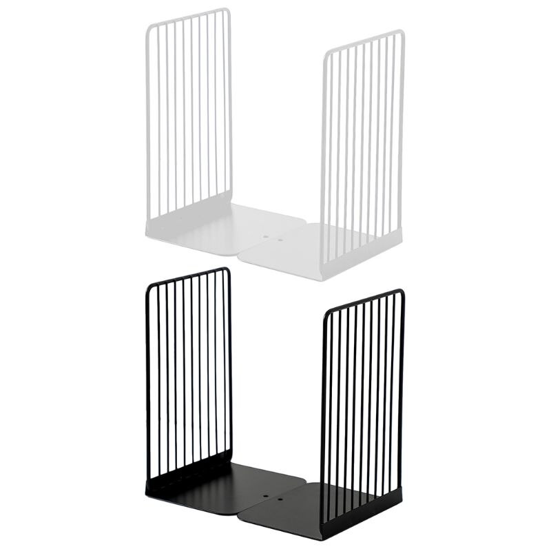 Suporte para livros, 1 par, apoio para livros, de ferro, simples, antiderrapante, prateleira, organizador de revistas e escritório