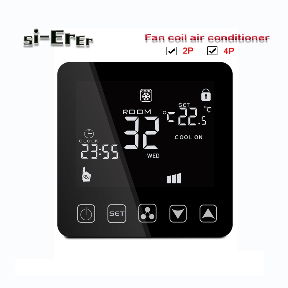 220V programmable Air conditioner thermostat-2P 4Pheating and cooling controller,black / white / gold panel optional