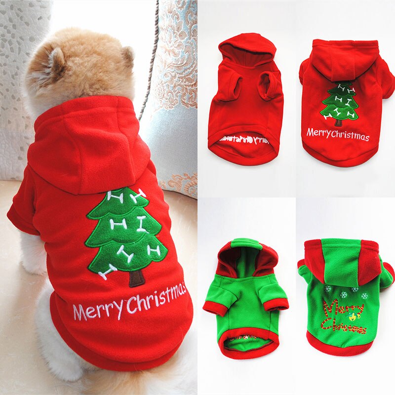 Merry Christmas Clothes For Puppy Cute Xmas Costumes Winter Warm Coat Small Dog Outfit Soft For Pets Multiple Sizes