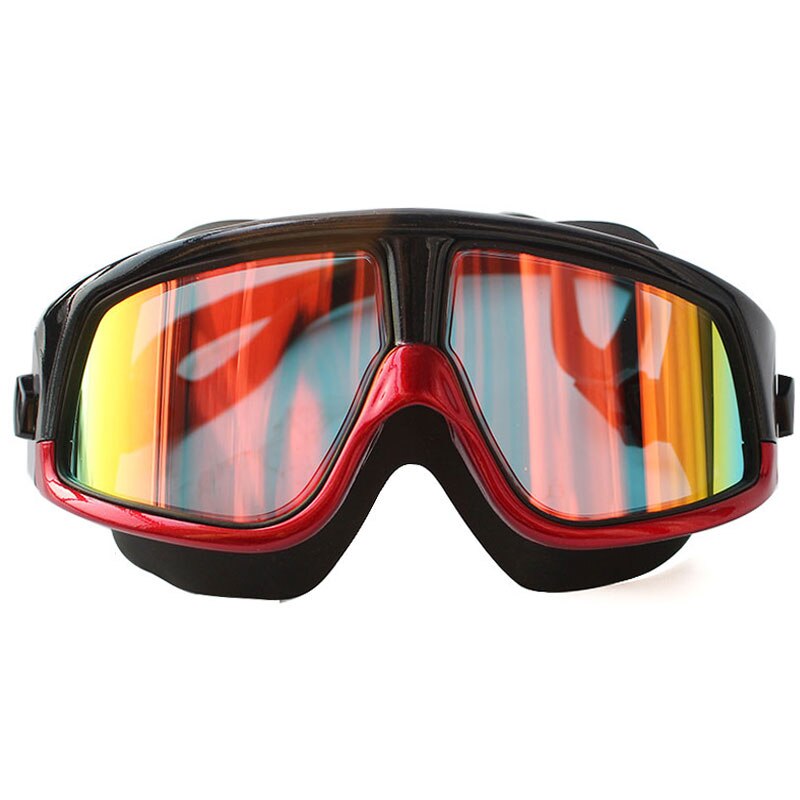 Lunettes de natation polarisées à grande monture, en Silicone, confortables, étanches, Anti-buée, Protection UV, pour adultes et femmes: Black Red