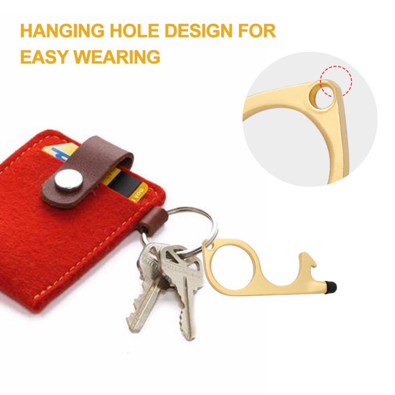 Portable Hygiene Hand Antimicrobial Brass Contactless Door Opener Elevator Handle Tool Safety Key Buckle