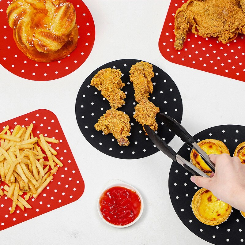 Air Friteuse Liner Air Friteuse Mat Food Grade Non-stick Siliconen Friteuse Mand Voor 7.5 ~ 8-Inch air Friteuses Steamers Mat Keuken Gadgets