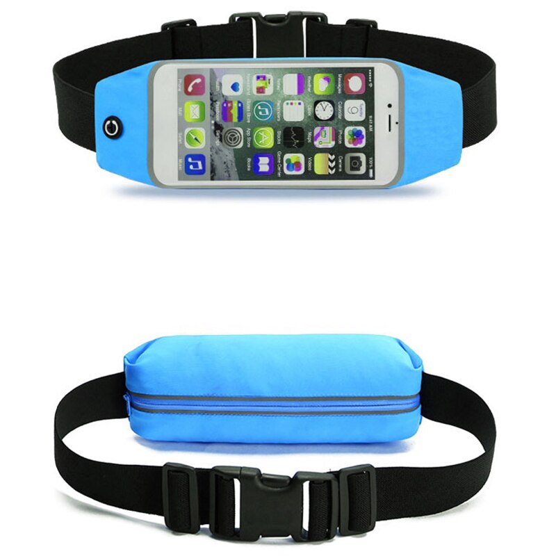 Sports Running Waist Bag Outdoor Jogging Belt Waterproof Phone Bag Case Gym Waist Holder Cover: Sky Blue