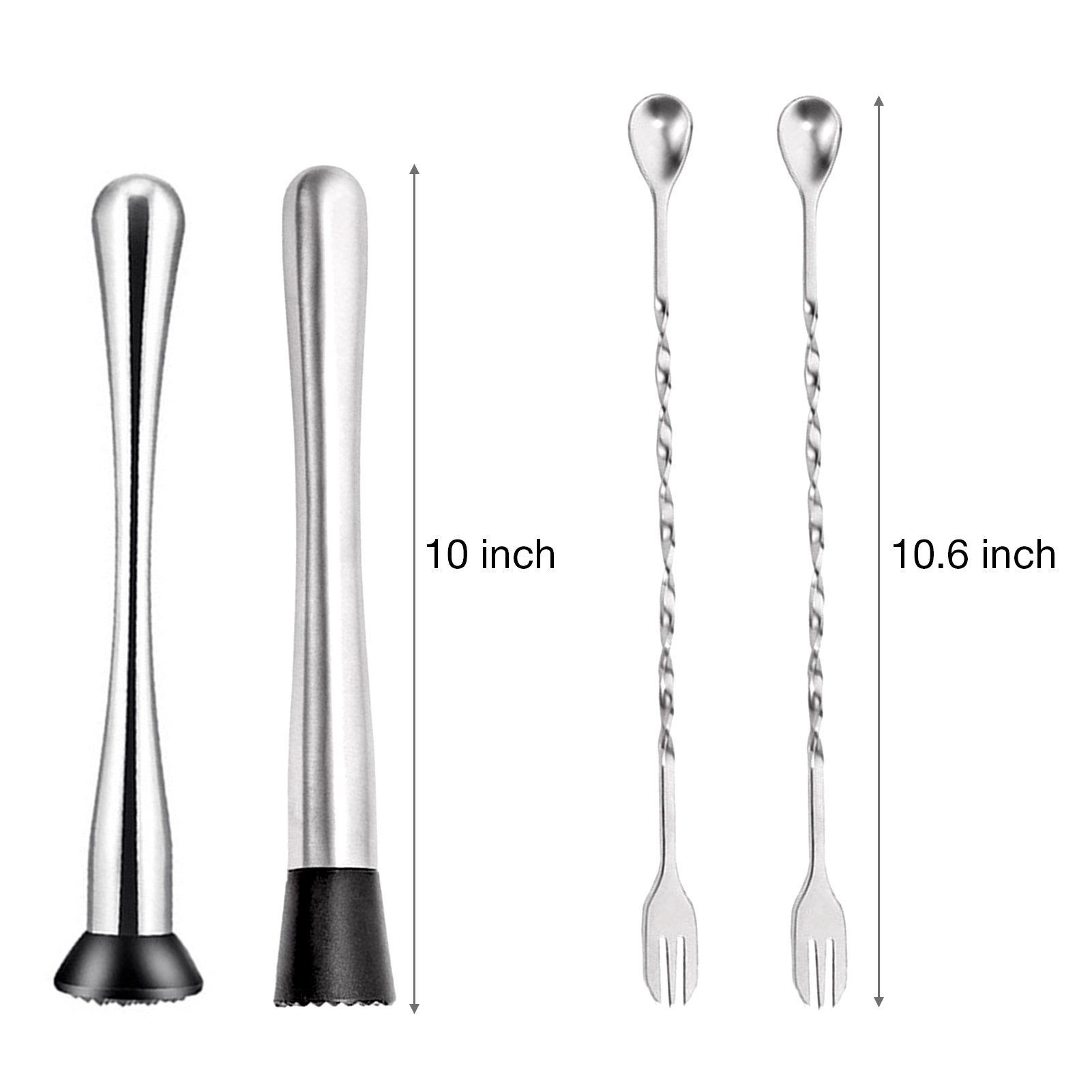 4 Pack Rvs Cocktail Muddler Menglepel Set Thuis Bartending Gereedschap Koffieopruier Bar Scoops Verpletterd Ijslolly