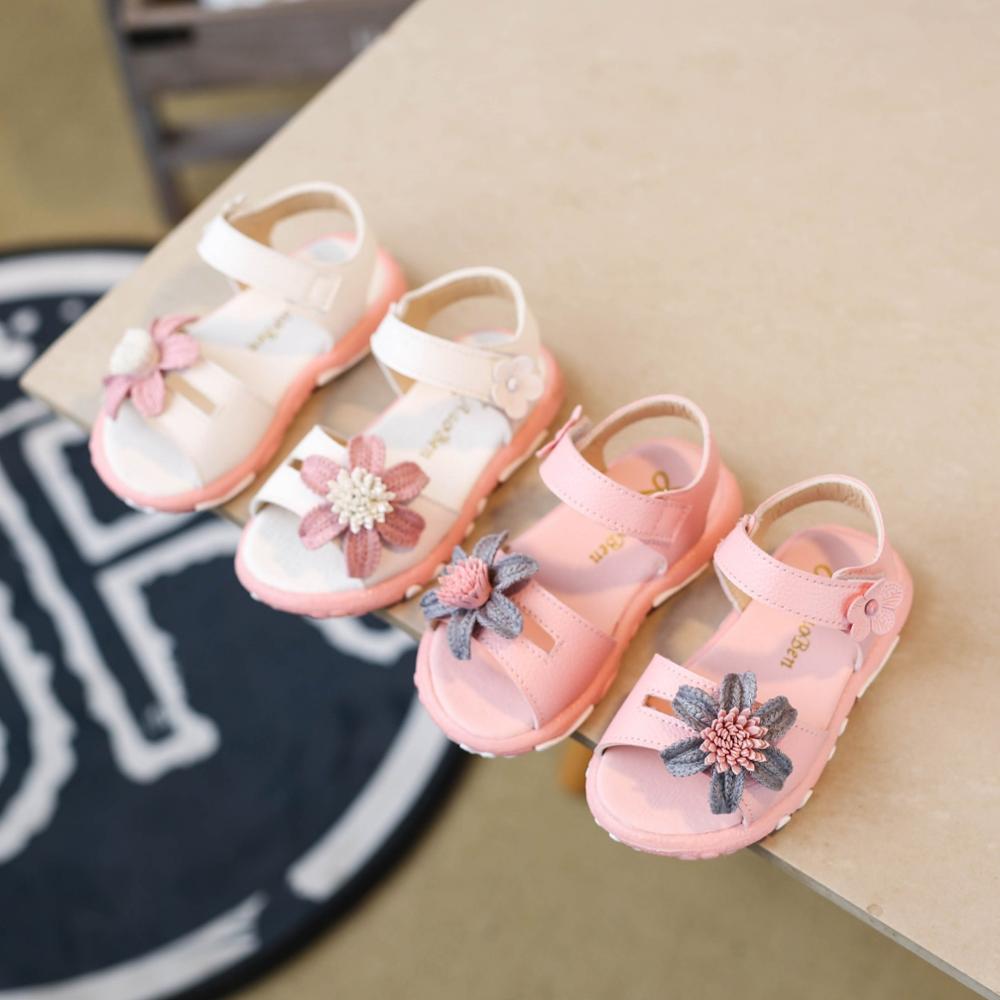 Smuk blomst baby pige sommer sandaler børn bløde flade prinsesse børne strandsko til lille pige 1 2 3 4 5 6 år gammel