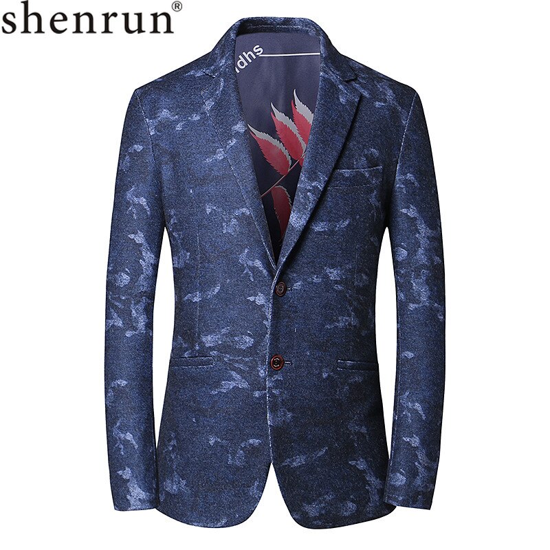 Shenrun Men Spring Autumn Blazers Slim Fit Young Wool Blend Jackets Male Business Casual Suit Jacket Blue Olive Green
