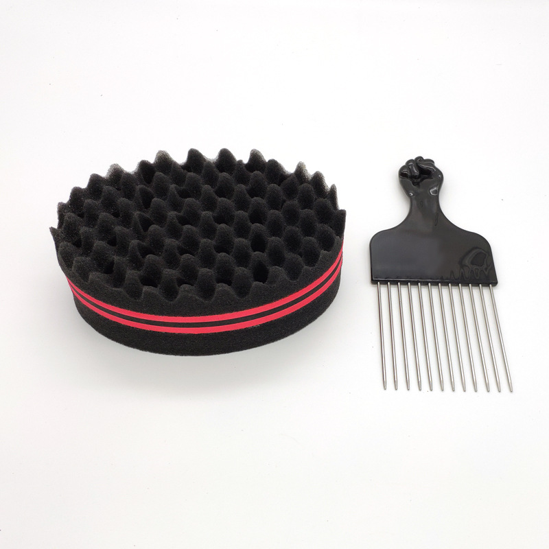 Cepillo de pelo ovalado de doble cara, cepillo de esponja mágico para bobina Afro Natural, cepillos de esponja para rastas, trenzas de cabello trenzado