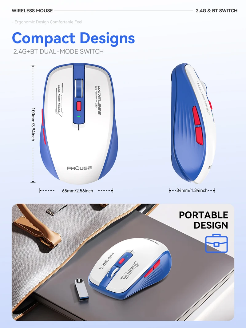 Xiaomi M303L Wireless Bluetooth Mouse 2.4G Dual Mode 1600 DPI Silent Portable Tablet Notebook Mouse For PC Android Ios