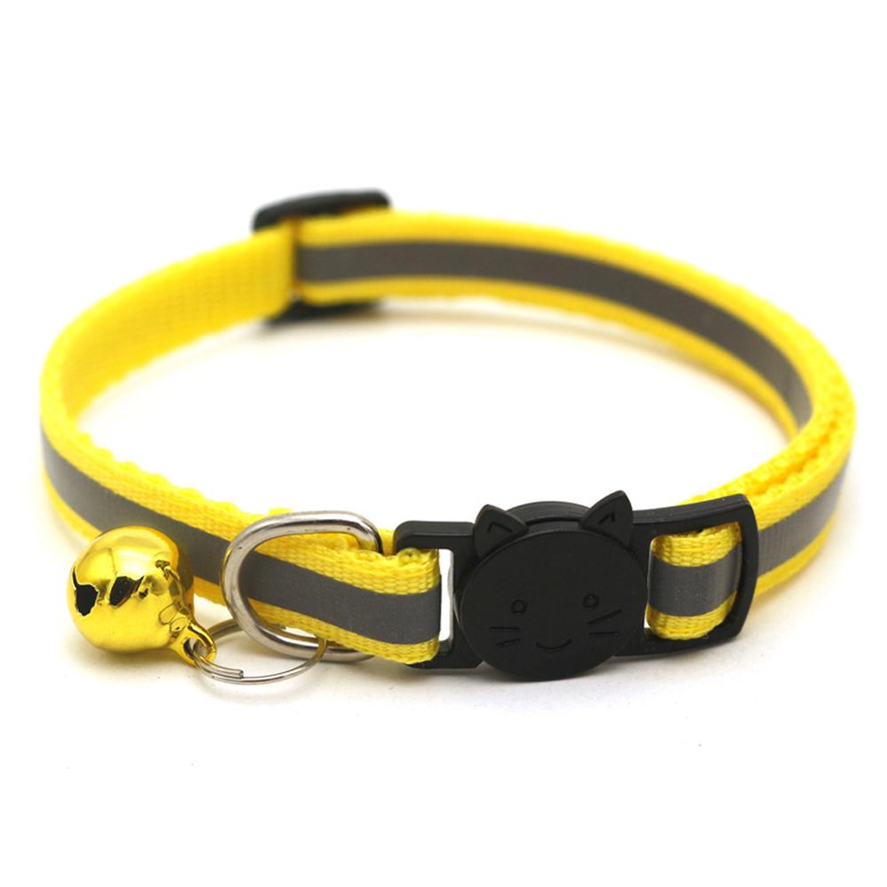 Collier pour chien et chat, sangle de cou, en Nylon réfléchissant, accessoires de laisse, avec cloche colorée pour chiot: Yellow