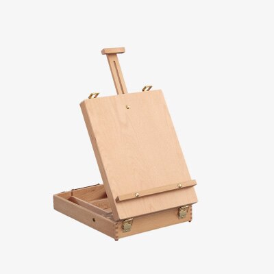 Caballete ajustable multifuncional con caja de madera integrada mesa de pintura de dibujo artístico, Maleta de pintura al óleo, suministro de Arte de escritorio: B