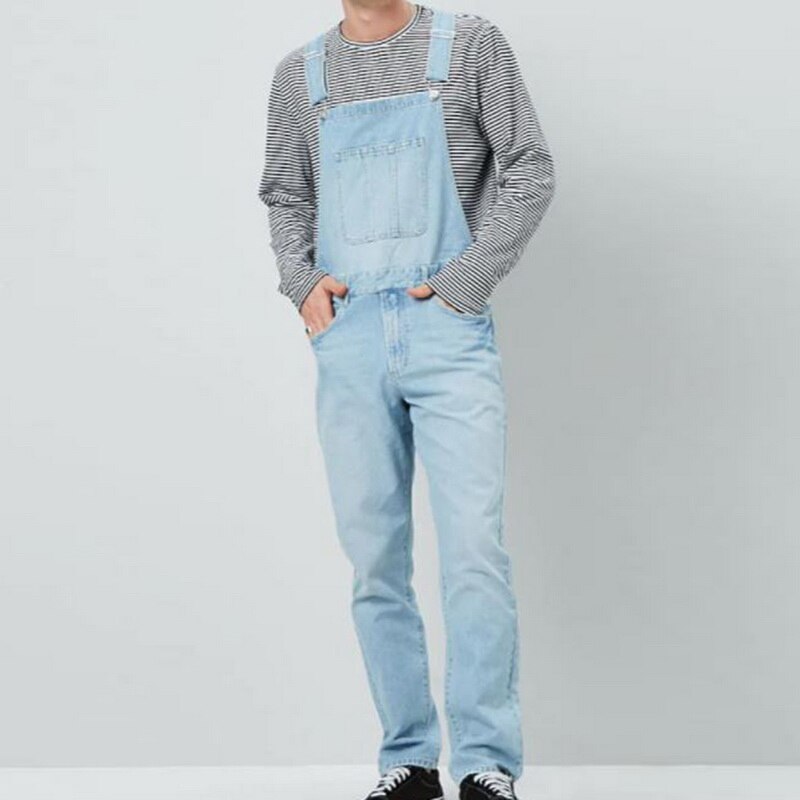 Shujin homme pantalon confortable pantalon simple décontracté coupe ajustée pleine longueur Multi poche Denim salopette combinaisons hommes denim