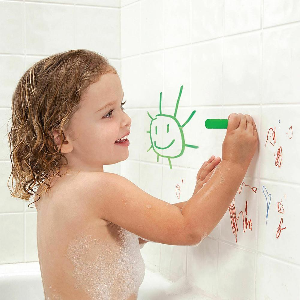 6 stk / sæt badeværelse farveblyant sletbart graffiti legetøj doodle pen vaskbar til baby badeværelse børn farveblyanter børns badning  a8 jeg 2