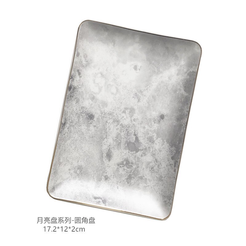 Maan Plaat Serie Hyunguan Collectie Plaat Zilver Matte Snack Plaat Keramische Sieraden Plaat Dessertbord Diner Platen