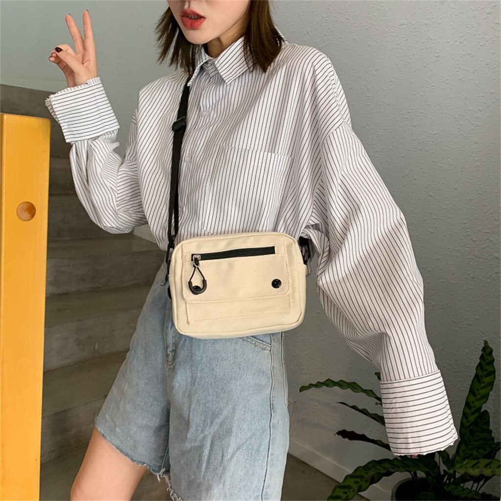 Mulheres Pure Color Bolsa CasualCanvas Pano Tote Sacos de Ombro Ao Ar Livre Saco Do Mensageiro Saco Da Forma Zipper Grátis сумка женская