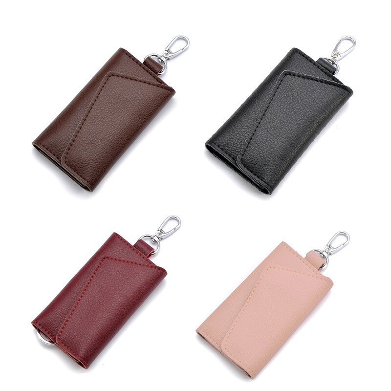 Men Car Keys Bag Case Leather Business Card Holder Organizer Keychain Wallet Cover