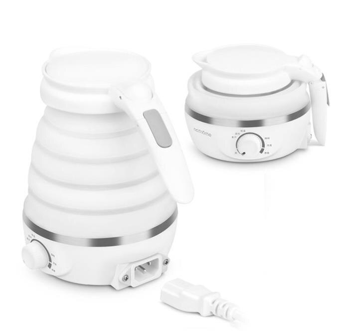 Bouilloire électrique pliable 0,75 l en Silicone, prise ue, tension réglable, appareil ménager pour le Camping, voyage