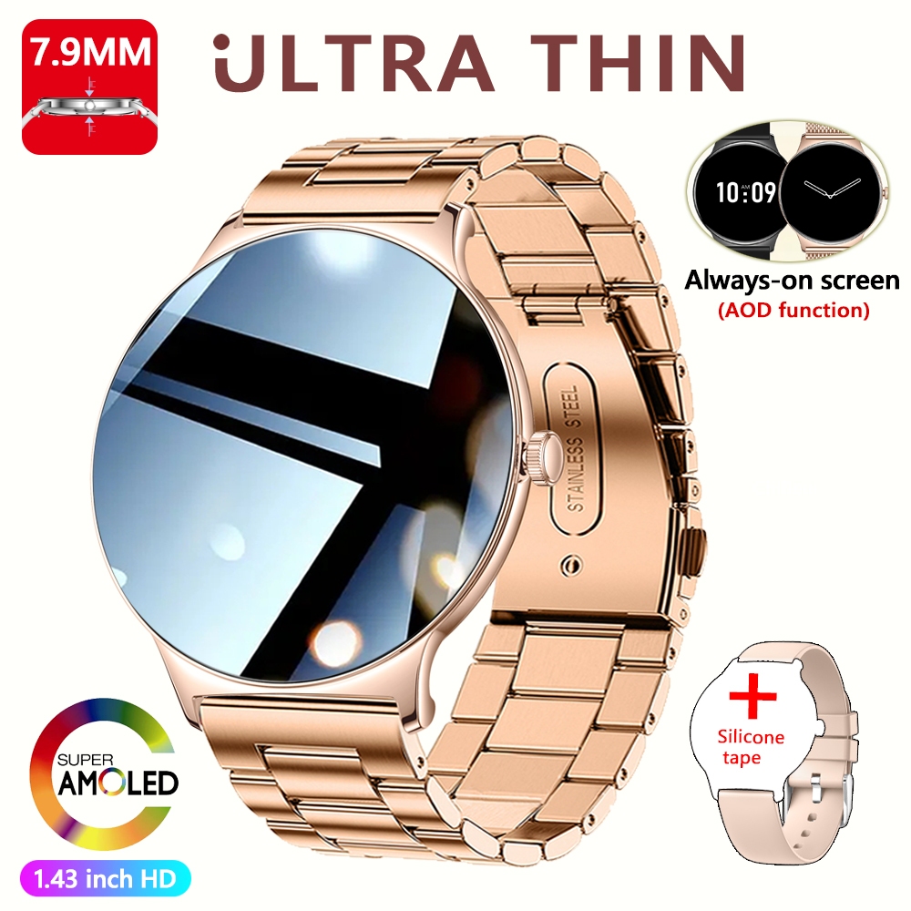 ChiBear Ultra Sottile Moda Smart Watch Schermo da donna Visualizza sempre l'ora Bracciale sportivo Chiamata Bluetooth AMOLED Smartwatch Donna