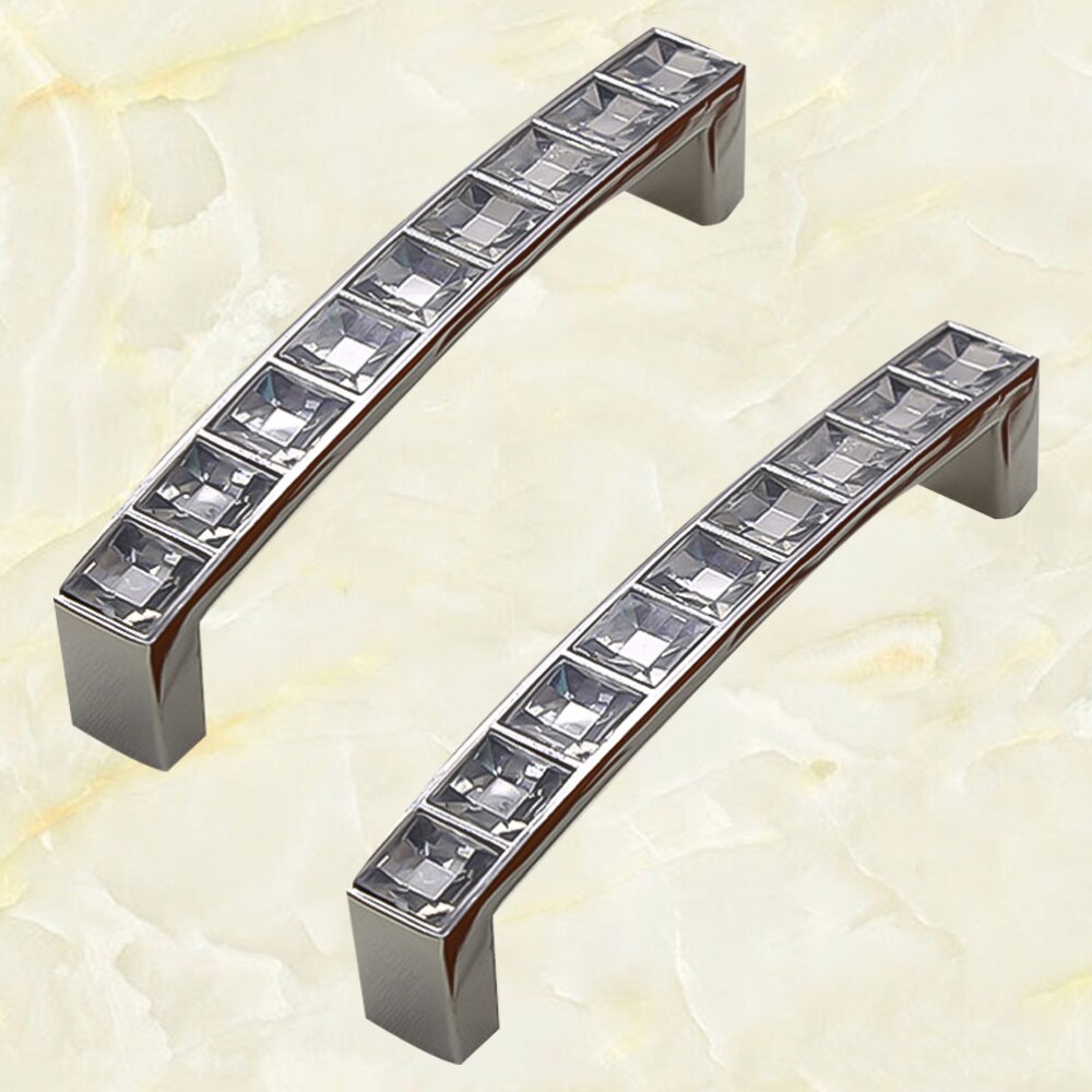 1 Bag/2pcs Durable Crystal U Shaped Door Handle Wardrobe Cabinet Drawer Knobs Handles Furniture (Bright Chrome, Each Handle