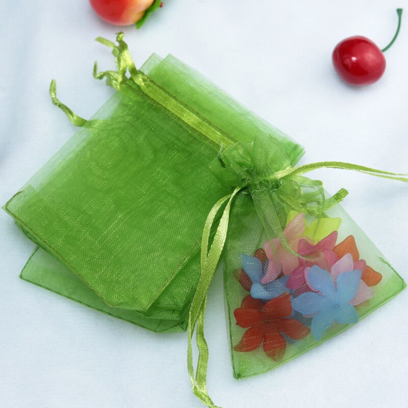 10 stücke 10x15 cm transparent Organza Beutel Hochzeit Geburtstag Party Süssigkeit Schokolade Taschen Weihnachten Halloween Kasten Verpackung taschen: Olive