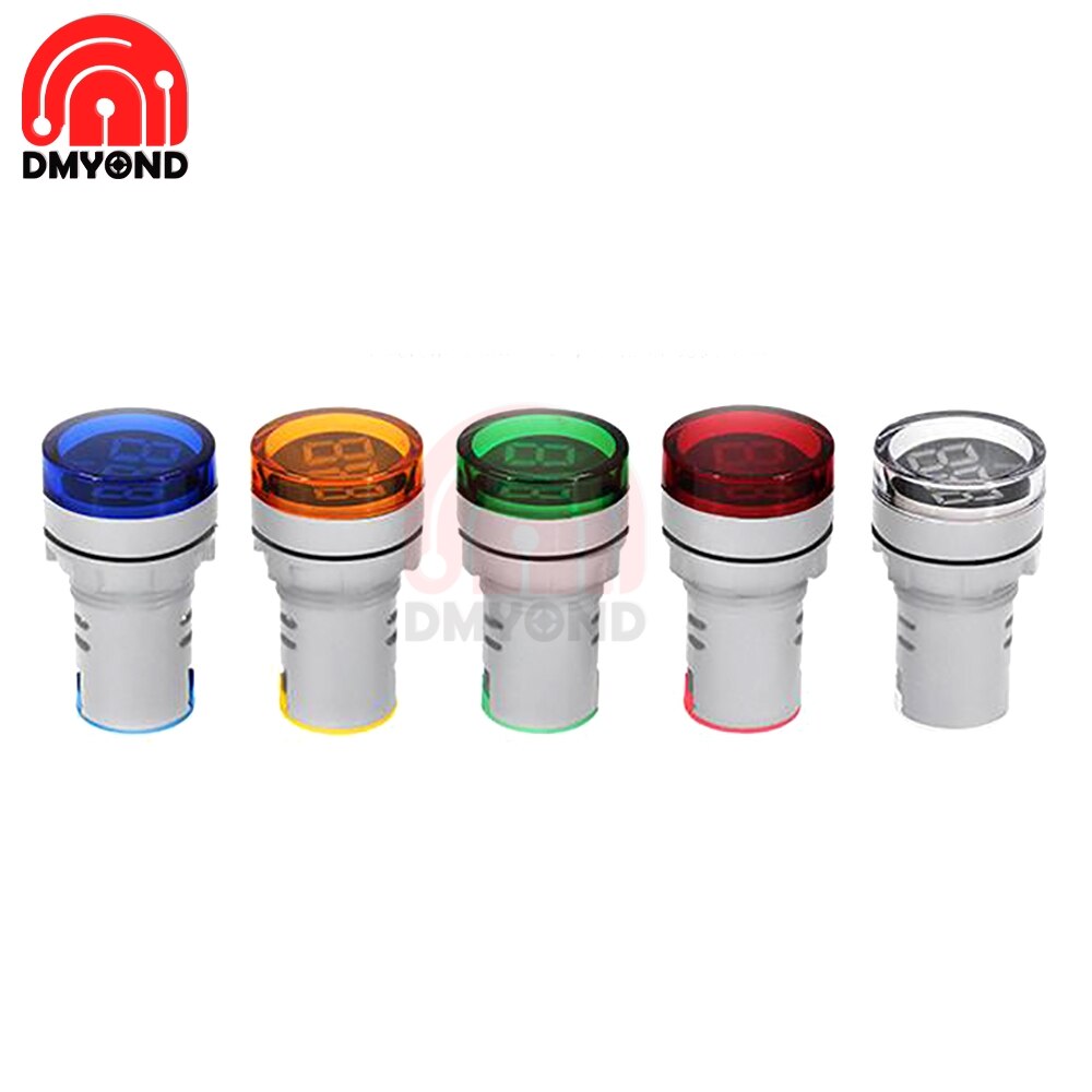 0-100v dc 12v 24v 22mm runde ledet digitalt display voltmeter spændingsmonitor indikator signal lys volt tester måleværktøjer