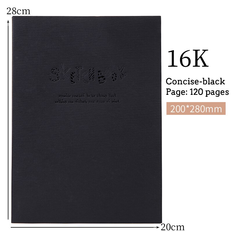 A5 B5 16K Blank Kraft Paper Sketchbook Student Painting Book Art Painting Paper Teacher Office Student Stationery: 16K black