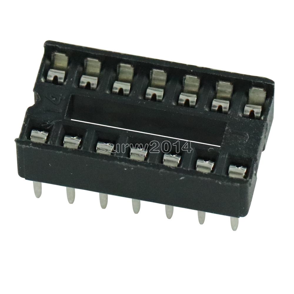 10PCS 14pin DIP IC Socket Adaptor Solder Type Socket Pitch Dual Wipe Contact