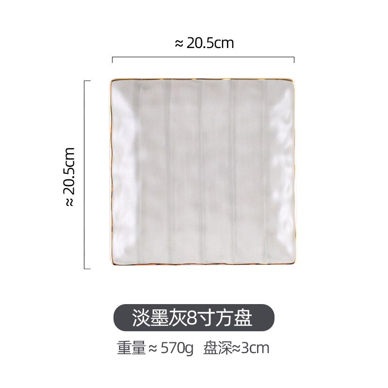 Gouden Rand Porselein Diner Plaat Set Ronde Keramische Serveerschaal Servies Set Plaat Schotel Kom Servies Set: Black