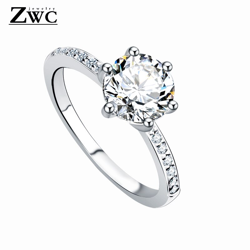 ZWC Neue Kristall Hochzeit Ring für frauen Finger Engagement Zirkon Ring Weiblichen Schmuck Ring Partei 6/7/8/9 Größe: 9 / groß zircon