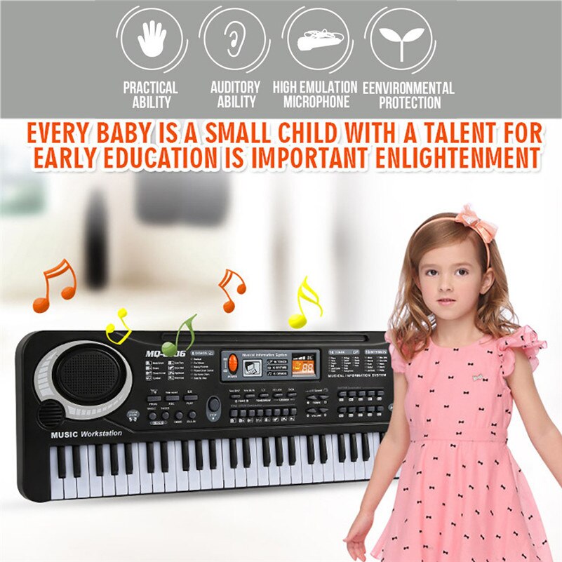 Muzikale Mic 61Key Piano Elektronische Draagbare Instrument Kid Toetsenbord Speelgoed Brinquedo Oyuncak Juguete Voor Kinderen D4