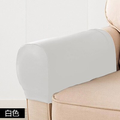 Sofa lænestol armovertræk, stretch pu læder armhætter vandtæt sofa slipcovers beskyttere hjem stue dekoration: Hvid