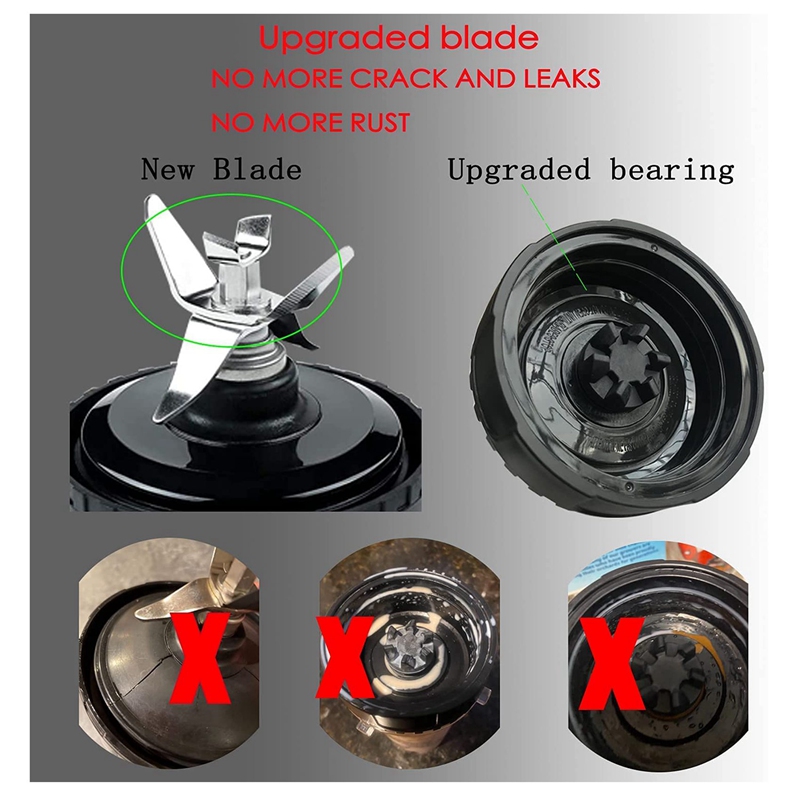 Replacement Parts for Nutri Ninja, 6 Fin Blender Blade and Cups Set for Blender BL660 BL770 BL780 BL740 Etc.