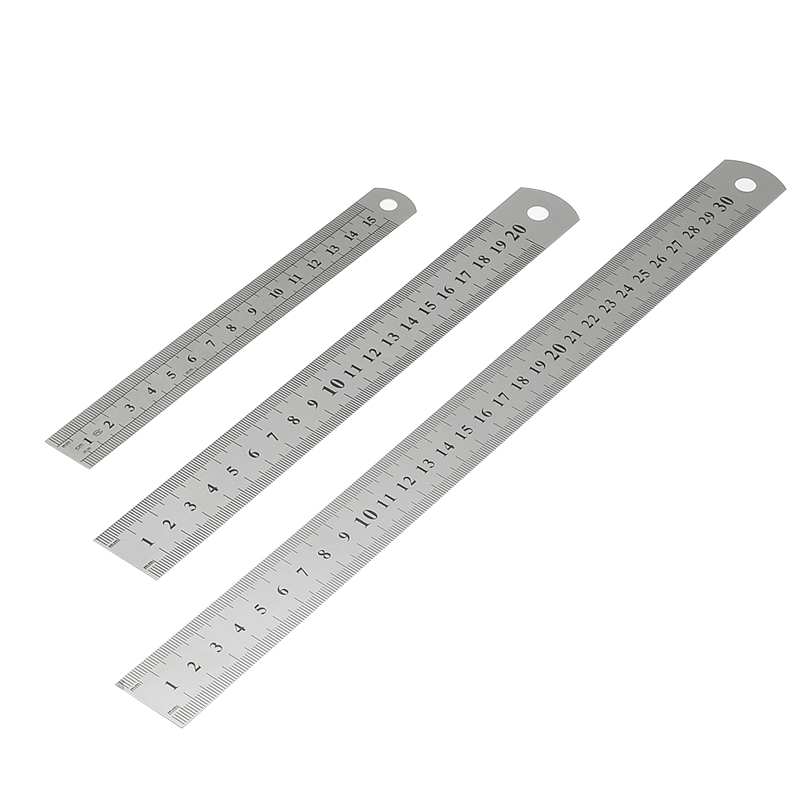 0.7mm 50cm and 0.5mm 30cm / 20cm / 15cm Stainless Steel Metal Straight Ruler Double Sided Measuring Tool School Student Supplies