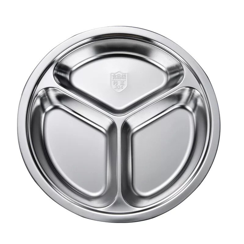 304 Stainless Steel Plate Kindergarten Plate School Adult Dishes Plate Round Shape Dining Restaurant Tray