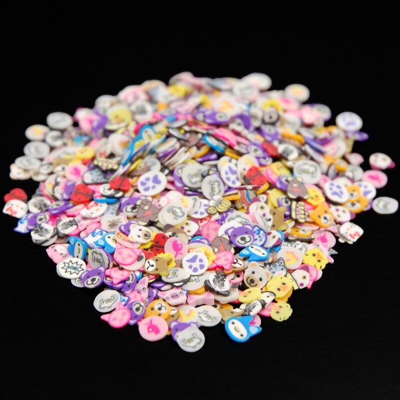 ¡Novedad de 1000 Uds! rodaja de animales de arcilla polimérica 3D Micro Fimo de Arte de uñas DIY clavos decorativos accesorios de parche