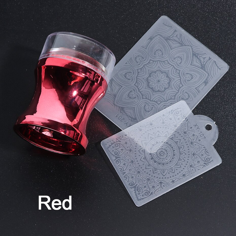Tampons pour ongles en Silicone transparent, 3 pièces de transfert de vernis, kit de pochoir imprimé pour Nail Art, accessoires de manucure, NT1033: Red