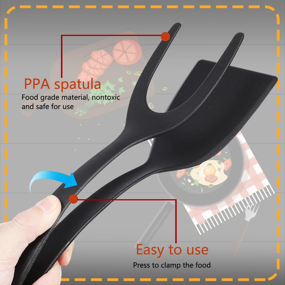 2-in-1 Grip Flip Spatel Tang Ei Flipper Spatel Nylon Non Stick Coating Pannenkoek Vis Franse Toast Omelet Maken tool
