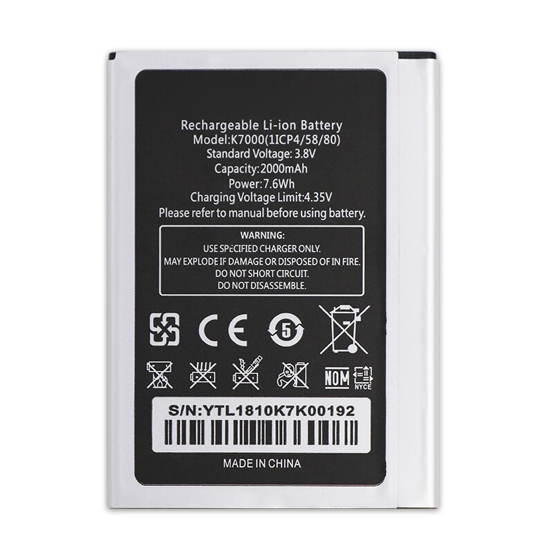 Jrz 2000Mah Voor Oukitel K7000 Batterij Voor Oukitel K7000 Telefoon Vervanging Batterijen Bateria